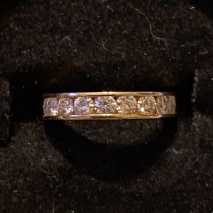 14k Charles & Colvard Moissanite channel eternity ring band w/ warranty